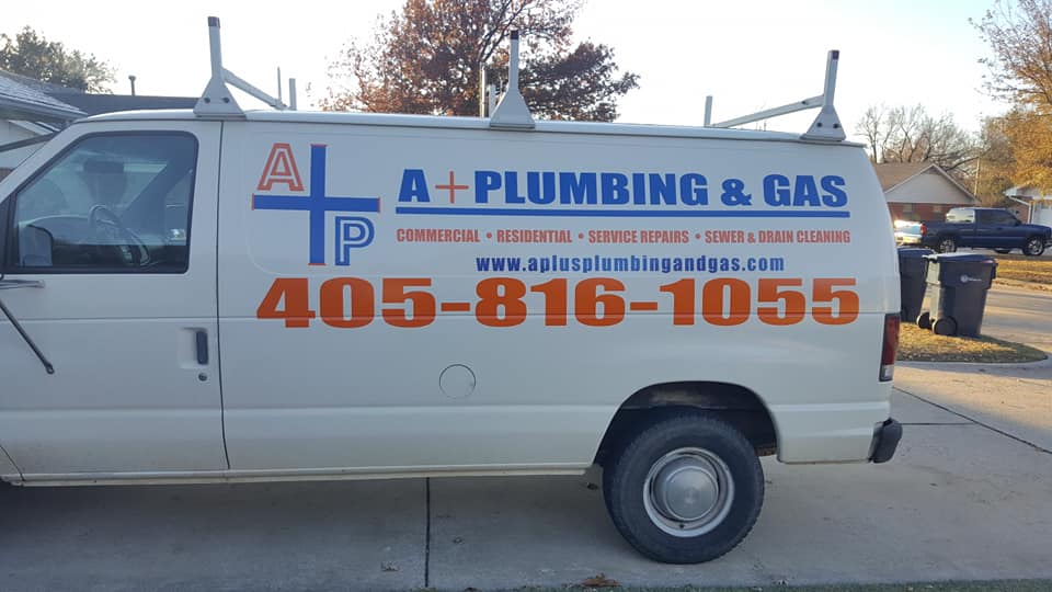 New A+ Plumbing & gas work van lettering with logo. 