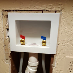 Clothes washer box and valves, plumbing repair.